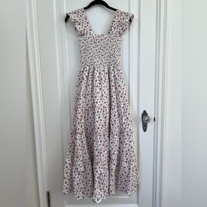 Girls' Cream Floral Smocked Maxi Dress